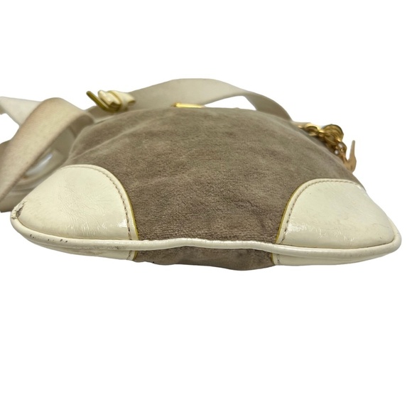JUICY COUTURE Velour Beige Tan Cream Y2L Crossbody Shoulder Bag Purse Tote Charm - Picture 5 of 16
